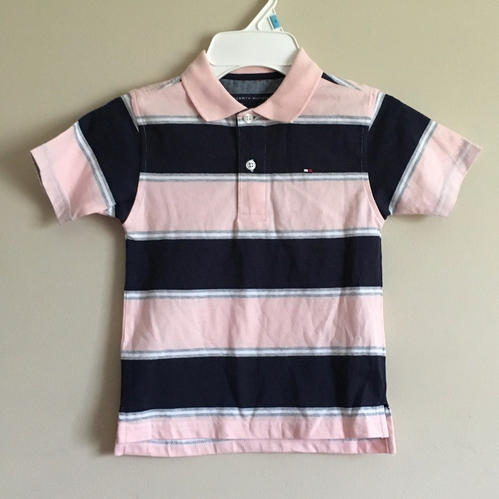 Tommy Hilfiger Boys Pink/Blue Striped T-shirt size 4.